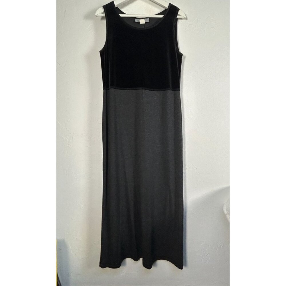 Carol Anderson Womens Velvet & Knit Sleeveless Maxi Dress Small Black Gray USA